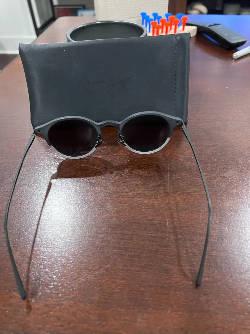 Men's Round ADSR Polarized Sunglasses in Black/Gray Authentic from Tokyo